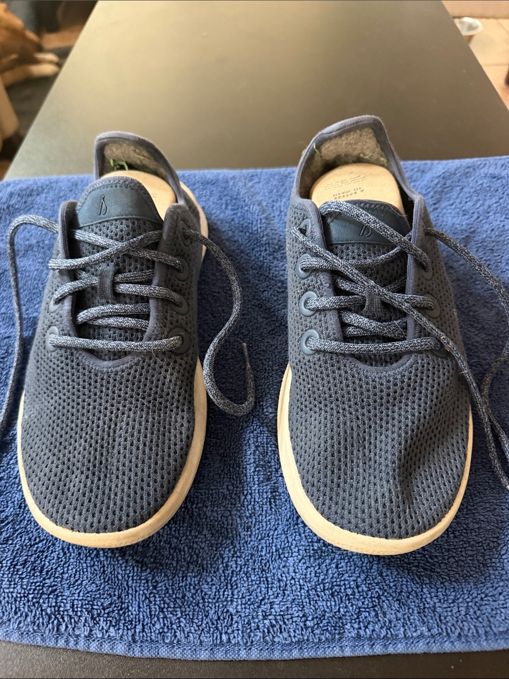 allbirds Women's Navy Mesh Lace-Up Sneakers with Cream Soles